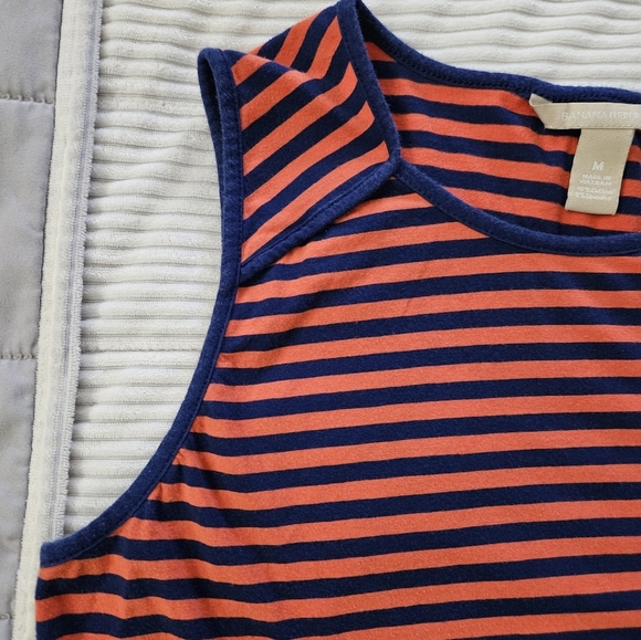 Banana Republic Striped Sleeveless Top - Orange and Navy Blue Size M - Picture 4 of 5